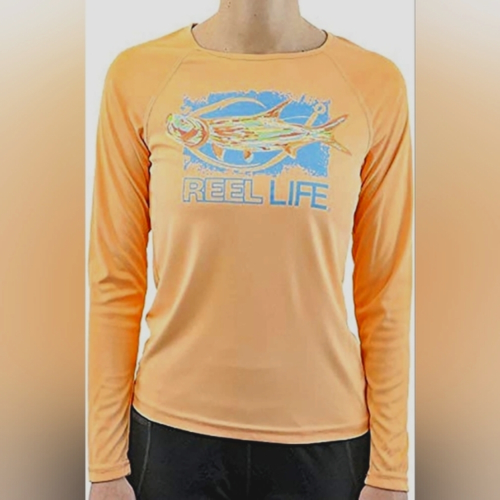 REEL LIFE long Sleeve Crew Neck SUN RAY DEFENDER Shirt NWOT